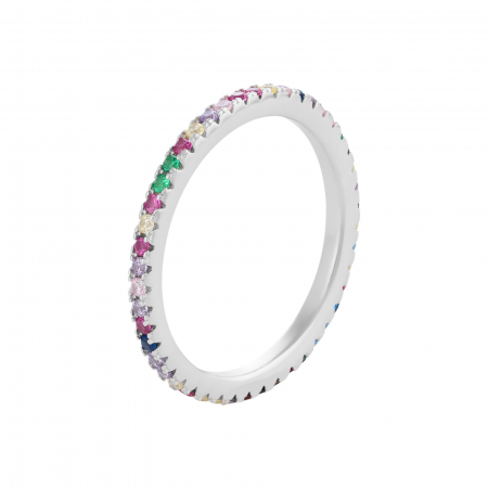 Inele de dama - Inel  tip " Tennis " din argint 925 rodiat, Piatra: cubic zirconia, Culoare : multicolor , Sonis Silver