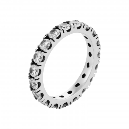 Inele de dama - Inel tip "Verigheta " din argint 925 rodiat, Piatra: zirconia fatetata si cubic zirconia , Culoare : transparenta ,Sonis Silver