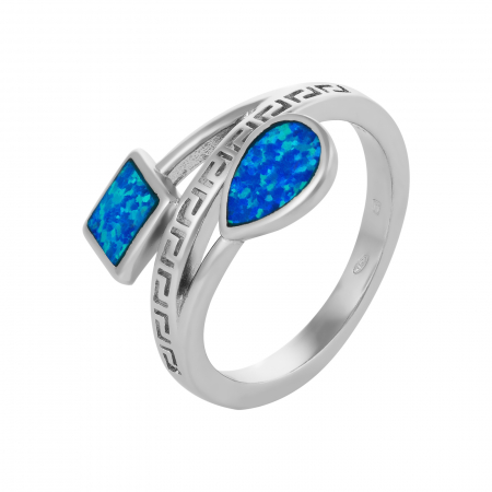 Inele de dama - Inel din argint 925 rodiat, Piatra: opal de laborator, Culoare: albastru , Sonis Silver