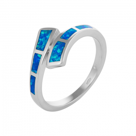 Inele de dama - Inel din argint 925 rodiat, Piatra: opal de laborator ,Culoare: albastru, Sonis Silver