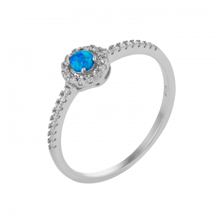 Inele de dama - Inel din argint 925 rodiat, Piatra: opal de laborator si cubic zirconia ,Culoare: albastru si transparent, Sonis Silver