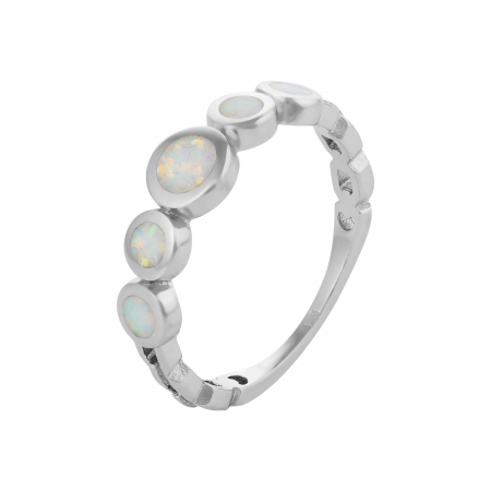 Inele de dama - Inel din argint 925 rodiat, Piatra: opal de laborator , Culoare: alb, Sonis Silver