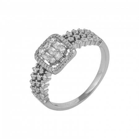 Produse - Inel din argint 925 rodiat, Piatra : zirconia fatetata si cubic zirconia, Culoare: transparent, Sonis Silver