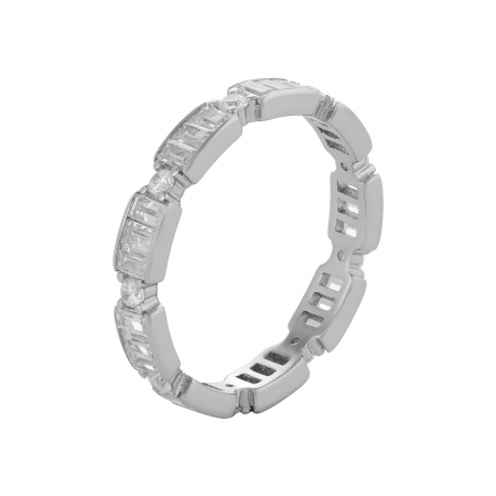 Inele de dama - Inel din argint 925 rodiat, Piatra: zirconia fatetata, Culoare: transparenta ,