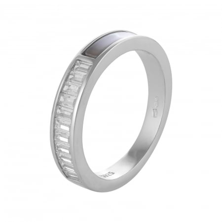 Inele de dama - Inel din argint 925 rodiat, Piatra: zirconia fatetata si sidef, Culoare : transparenta si sidef , Sonis Silver
