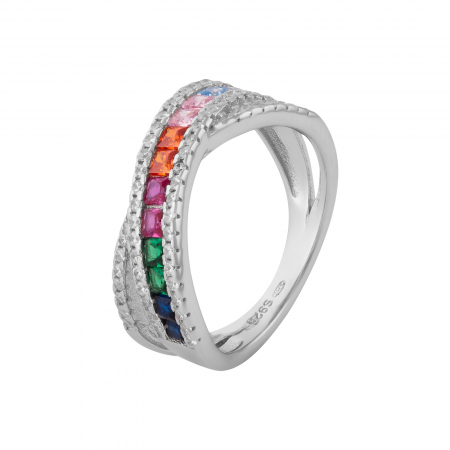 Produse - Inel din argint 925 rodiat, Piatra: zirconia fatetata si cubic zirconia, Culoare: multicolor, Sonis Silver