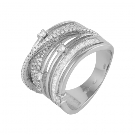 Produse - Inel din argint 925 rodiat, Piatra:  zirconia fatetata si cubic zirconia, Culoare: transparent, Sonis Silver