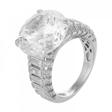 Inele de dama - Inel din argint 925 rodiat, Piatra: zirconia fatetata si cubic zirconia , Culoare : transparenta ,