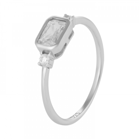 Inele de dama - Inel din argint 925 rodiat, Piatra: zirconia fatetata si cubic zirconia , Culoare : transparenta,