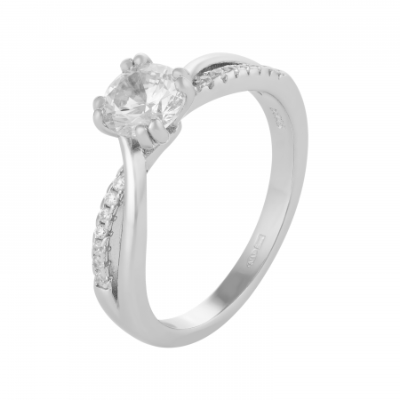 Inele de dama - Inel din argint 925 rodiat, Piatra : zirconia fatetata si cubic zirconia, Culoare : transparenta,