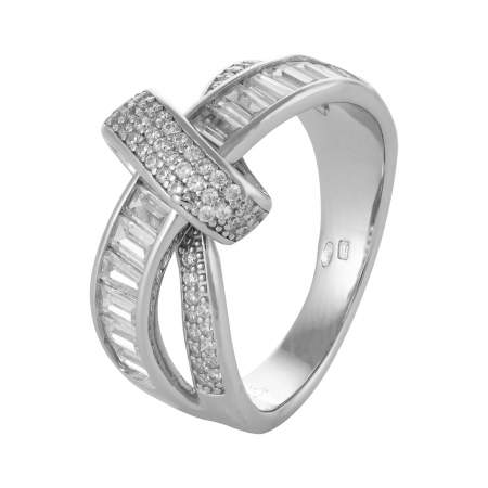Inele de dama - Inel din argint 925 rodiat, Piatra: zirconia fatetata si cubic zirconia , Culoare : transparenta , Sonis Silver