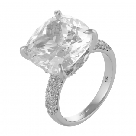 Inele de dama - Inel din argint 925 rodiat, Piatra: zirconia fatetata si cubic zirconia , Culoare : transparenta , Sonis Silver