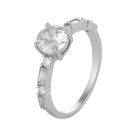 Inele de dama - Inel din argint 925 rodiat, Piatra: zirconia fatetata si cubic zirconia , Culoare : transparenta , Sonis Silver