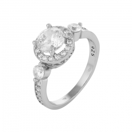 Inele de dama - Inel din argint 925 rodiat, Piatra: zirconia fatetata si cubic zirconia , Culoare : transparenta , Sonis Silver