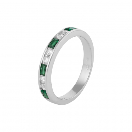 Inele de dama - Inel din argint 925 rodiat, Piatra: zirconia fatetata si cubic zirconia, Culoare: verde si transparent, Sonis Silver