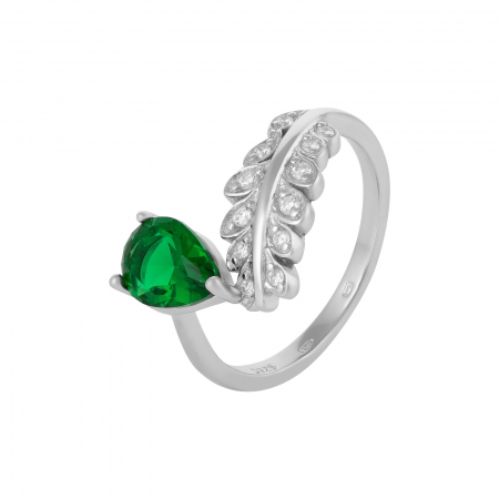 Inele de dama - Inel din argint 925 rodiat, Piatra: zirconia fatetata si cubic zirconia,  Culoare: verde, Sonis Silver