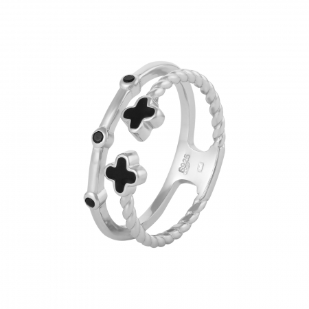 Inele de dama - Inel  din argint 925 rodiat ,Piatra : email , Culoare : negru ,  Sonis Silver