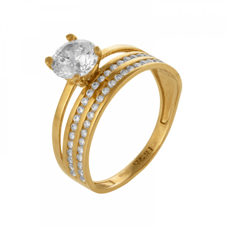 INELE - Inel din aur 585/ 14 kt, Piatra: zirconia fatetata si cubic zirconia, Culoare: transparenta