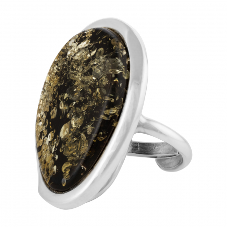 Inele de dama - Inel reglabil, din argint 925, Piatra: chihlimbar natural, Culoare: verde , Sonis Silver