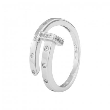 Produse - Inel reglabil din argint 925 rodiat, Piatra: cubic zirconia, Culoare: transparenta, Sonis Silver