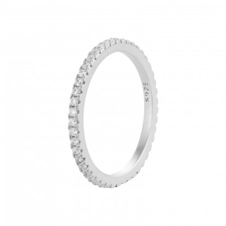 Inele de dama - Inel tip " Tennis " din argint 925 rodiat ,Piatra : cubic zirconia , Culoare : transparenta ,