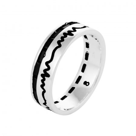 Verighete unisex - Inel tip "Verigheta " din argint 925, Piatra: email si onix fatetat, Culoare: negru, Sonis Silver