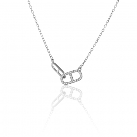 LANTURI CU PANDANTIV - Lant cu pandantiv din argint 925 rodiat,Piatra: cubic zirconia, Culoare: transparenta,