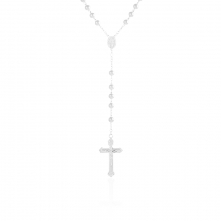 Lant cu pandantiv din argint 925 rodiat , Piatra : sidef si cubic zirconia , Culoare : sidef si transparent , [1]