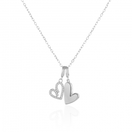 LANTURI CU PANDANTIV - Lant cu pandantiv din argint 925 rodiat , Piatra : sidef si cubic zirconia , Culoare : sidef si transparent ,