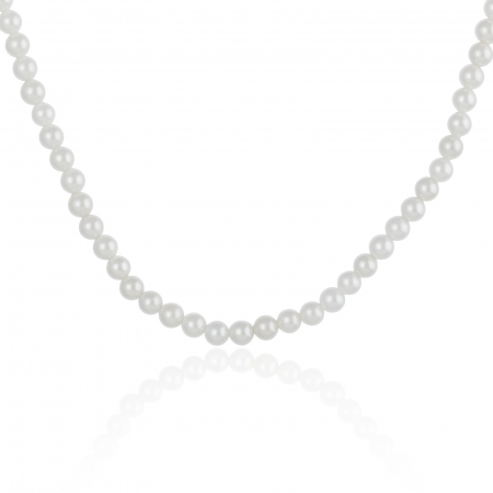 Lanturi pentru EA - Colier din perle  de laborator cu inchizatoare din argint 925, rodiat ,Piatra : perla de laborator  , Culoare : alb, Sonis Silver