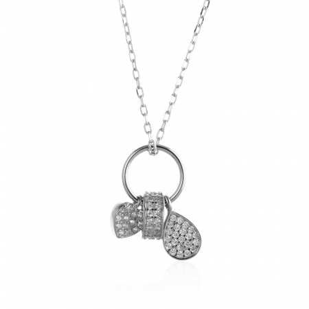 LANTURI CU PANDANTIV - Lant din argint 925 rodiat, Piatra: cubic zirconia, Culoare: transparenta, Sonis Silver