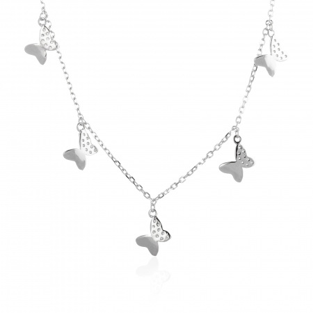 Produse - Lant  cu pandantiv din argint 925 rodiat, Piatra: cubic zirconia, Culoare: transparenta, Sonis Silver
