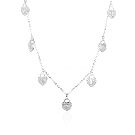 Produse - Lant  cu pandantiv din argint 925 rodiat, Piatra: cubic zirconia, Culoare: transparenta, Sonis silver