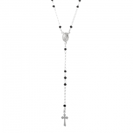 Produse - Lant  tip " rozariu" din argint 925 rodiat, Piatra: onix fatetat, Culoare: negru, Sonis Silver