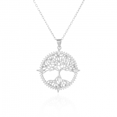 LANTURI CU PANDANTIV - Lant cu pandantiv din argint 925 rodiat , Piatra : cubic zirconia , Culoare : transparenta ,