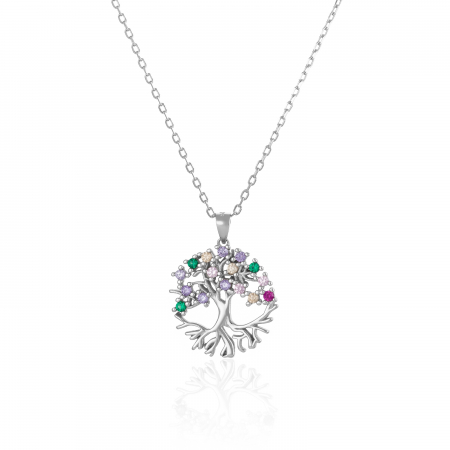 LANTURI CU PANDANTIV - Lant cu pandativ din argint 925 rodiat  , Piatra : cubic zirconia , Culoare : multicolor  ,Sonis Silver