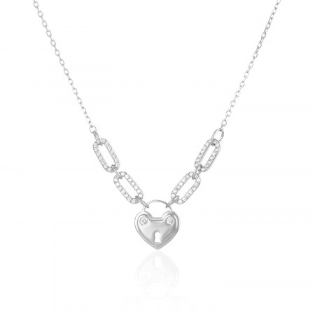 Produse - Lant  cu pandantiv din argint 925 rodiat , Piatra : cubic zirconia , Culoare : transparenta ,Sonis Silver