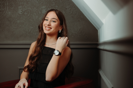 Lant din argint 925, Piatra : perla de laborator , Culoare : alb , Sonis Silver [1]