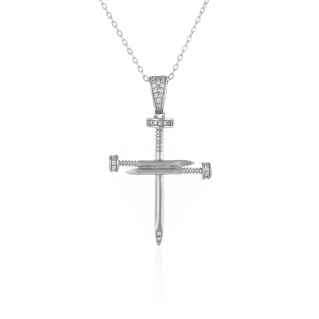 LANTURI CU PANDANTIV - Lant din argint 925 rodiat,Piatra : cubic zirconia,Culoare: transparenta,