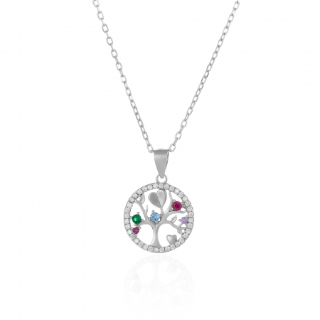 LANTURI CU PANDANTIV - Lant din argint 925 rodiat , Piatra: zirconia fatetata si cubic zirconia, Culoare: multicolor,