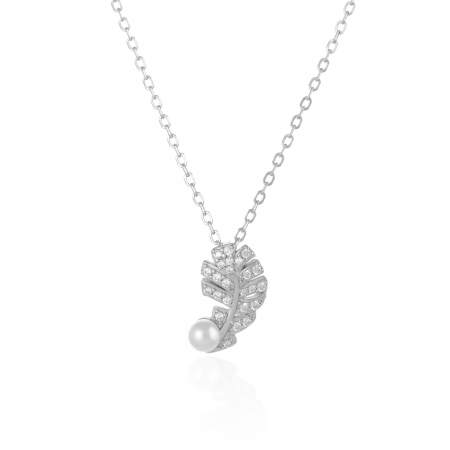 LANTURI CU PANDANTIV - Lant din argint 925 rodiat, Piatra: cubic zirconia si perla de laborator, Culoare: alb si transparent, Sonis Silver