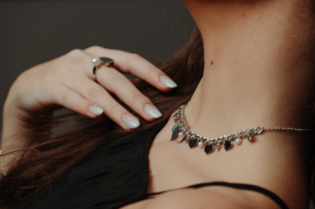 Lant din argint 925 rodiat, Piatra: perla de laborator,  Culoare: alb, Sonis Silver [1]