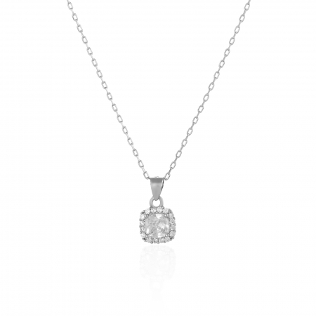 LANTURI CU PANDANTIV - Lant din argint 925 rodiat , Piatra : zirconia fatetata, Culoare : transparent ,
