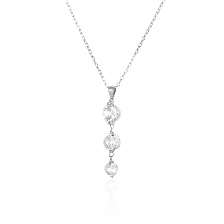 Produse - Lant  cu pandantiv  din argint 925 rodiat,Piatra :zirconia fatetata , Culoare : transparenta  ,Sonis Silver