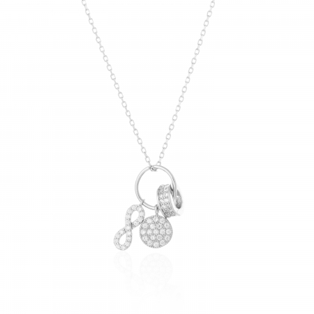 LANTURI CU PANDANTIV - Lant din argint 925 rodiat , Piatra : cubic zirconia  , Culoare  : transparenta  , Sonis Silver