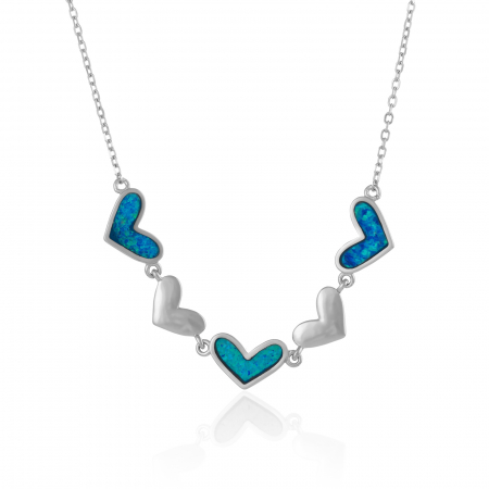 LANTURI CU PANDANTIV - Lant din argint 925 rodiat Piatra : opal de laborator  Culoare : albastru 