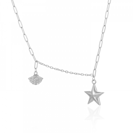 LANTURI CU PANDANTIV - Lant din argint 925 rodiat , Piatra : cubic zirconia , Culoare : transparenta ,  Sonis Silver