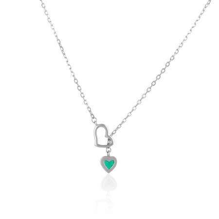 Produse - Lant cu pandantiv  din argint 925 rodiat ,Piatra : zirconia fatetata ,Culoare : verde, Sonis Silver