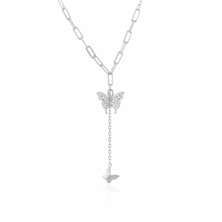 LANTURI CU PANDANTIV - Lant cu pandantiv din argint 925 rodiat, Piatra: cubic zirconia , Culoare : transparenta , Sonis Silver