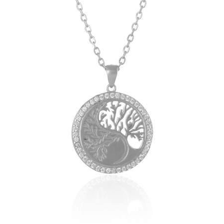 LANTURI CU PANDANTIV - Lant din argint 925 rodiat , Piatra : cubic zirconia , Culoare : transparenta ,